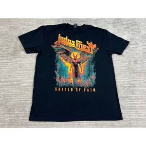 Judas Priest T-Shirt Mens Large Black Shield of Pain Tour 2025 Graphic Band Tee